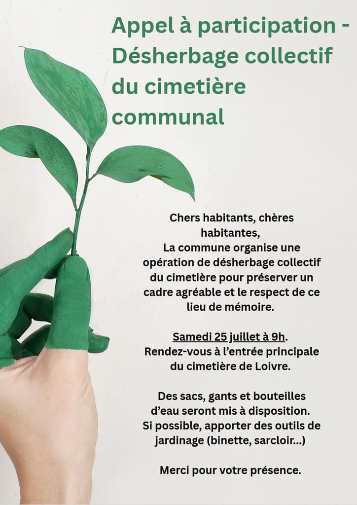 Desherbage du cimetiere - Commune de Loivre
